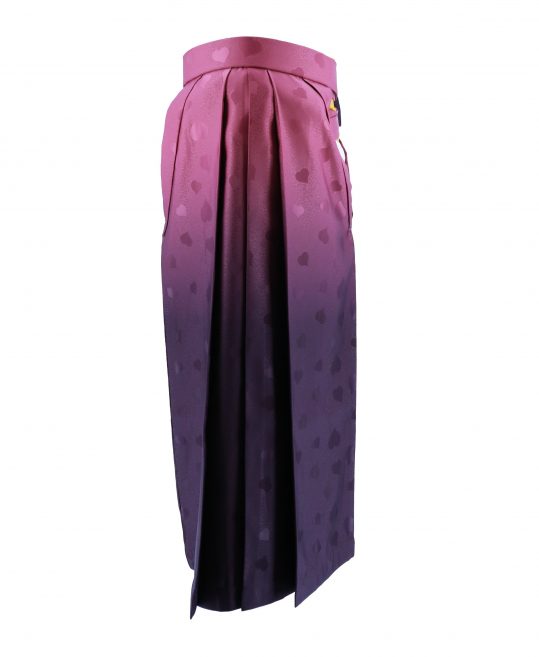 卒業式袴単品レンタル[無地風]ピンク×紫ぼかしにハートの地柄[身長148-152cm]No.609